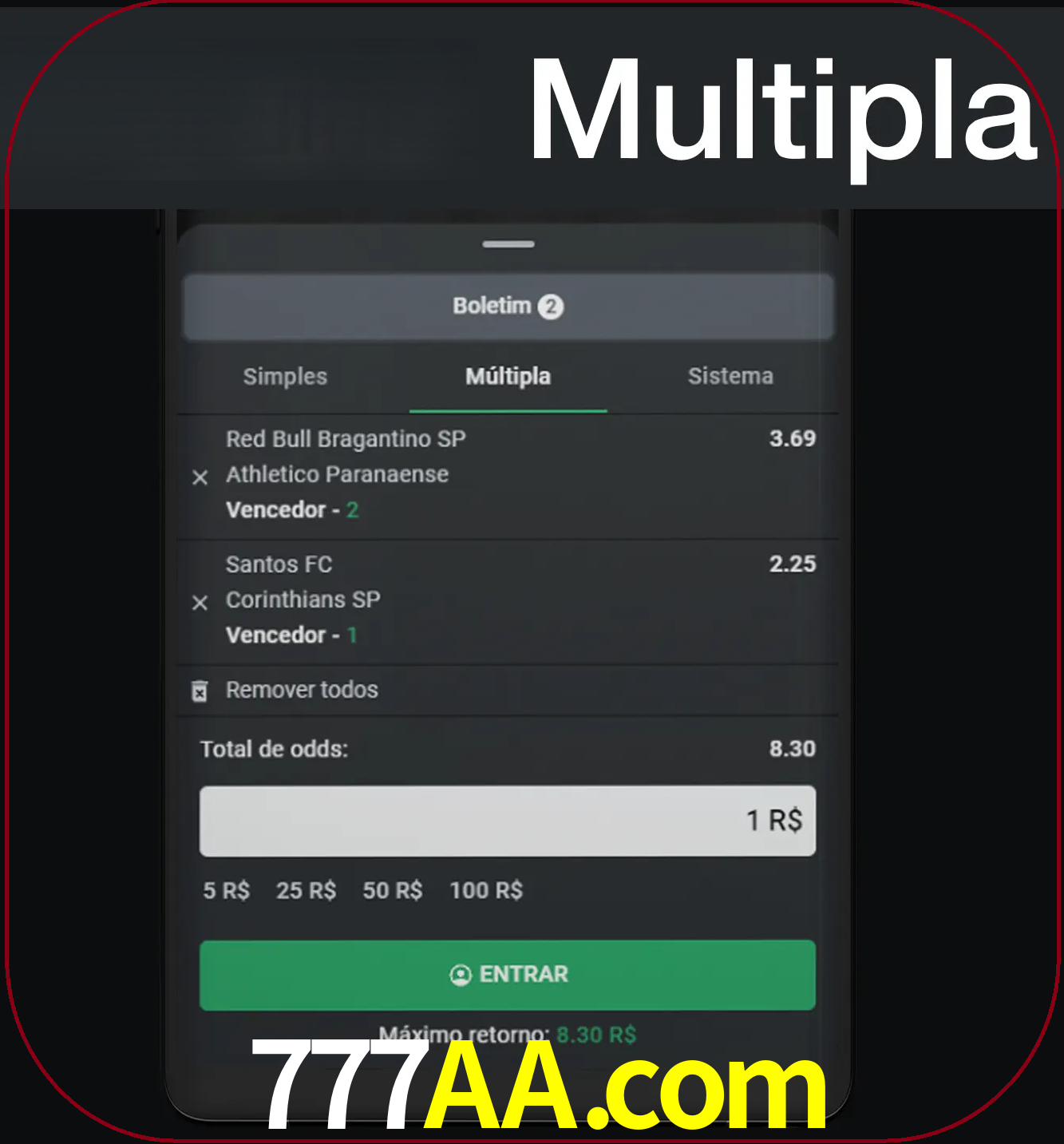 Faça apostas mais valiosas com mais de duas apostas.