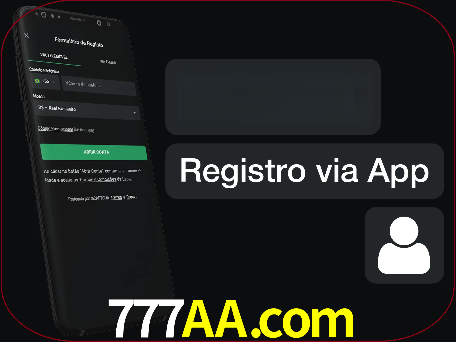 Registre-se com duas etapas usando o aplicativo.