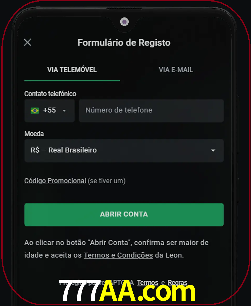 Abra o aplicativo e inicie o processo de registro.