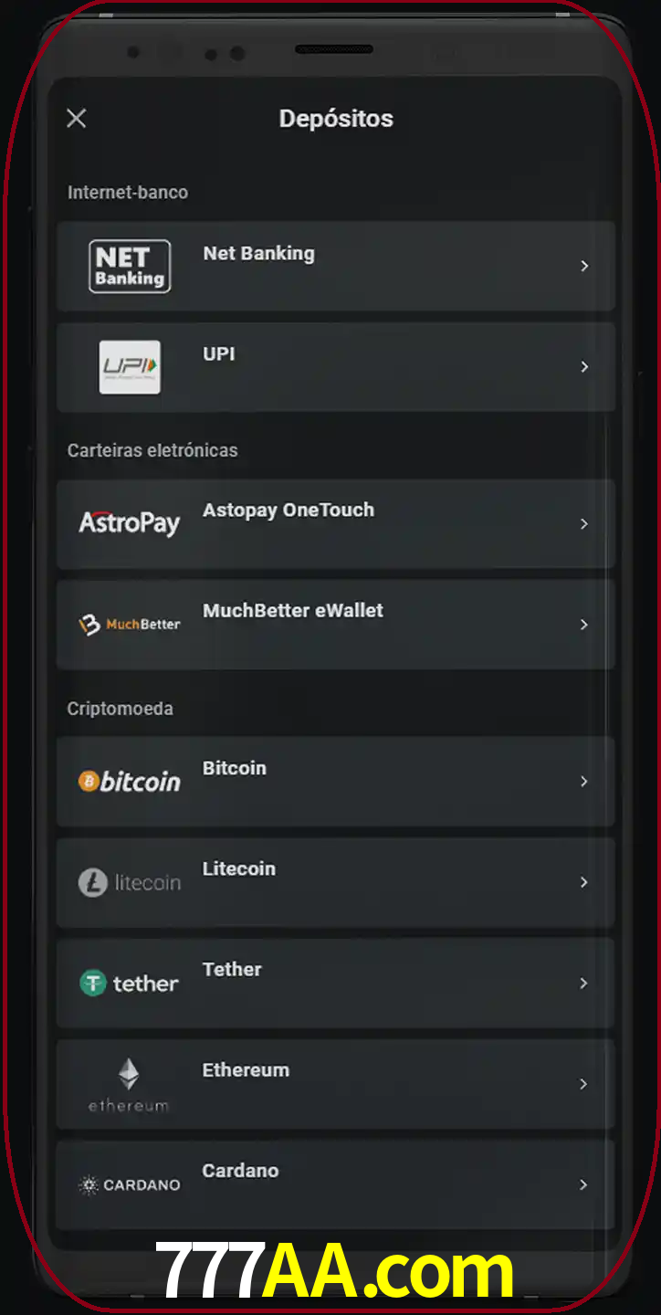 Você pode usar métodos alternativos de depósito.
