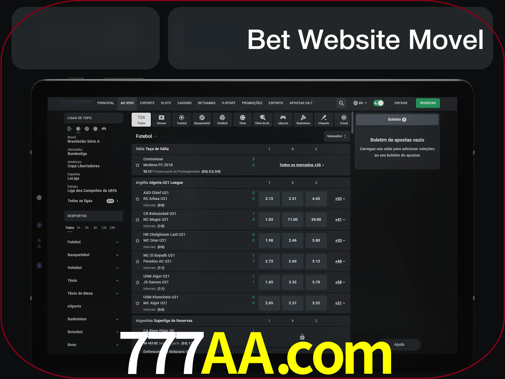 Use nosso website em qualquer dispositivo.